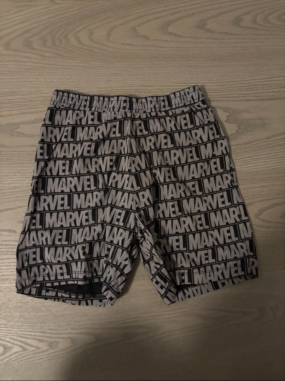 Marvel Black and White All-Over Logo Athletic Shorts